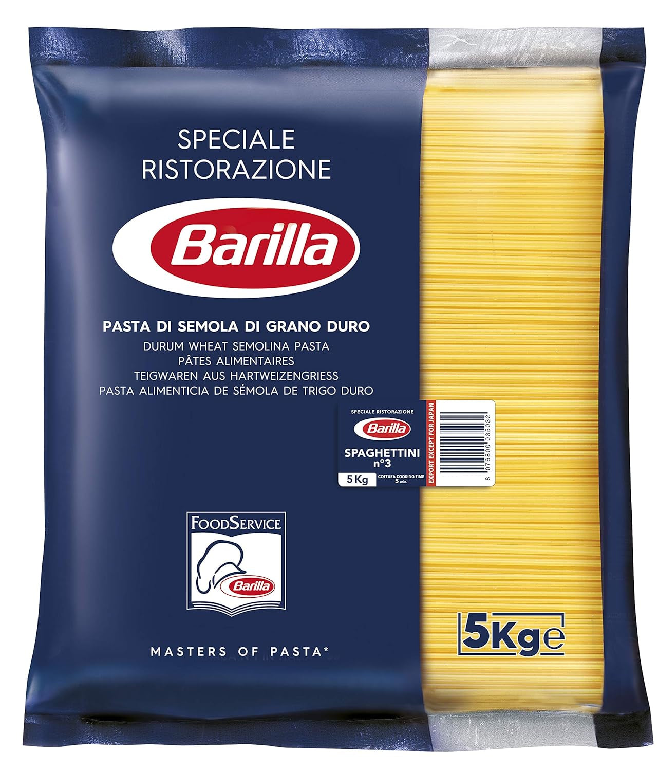Barilla Pasta Klassische Spaghetti n.5 aus vysoce kvalitní Hartweizen immer al dente, (1 x 500 g), bez chuti