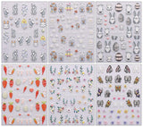 JMEOWIO 6 Blatt 3D Nálepka na nehty Ostern Nail Art Nálepka Selbstklebend Nagelaufkleber 5D Stereoskopisch Süßer Hase Ei Dekoration Nageldesign Zubehör