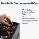 De'Longhi Dinamica Plus ECAM 370.70.B Plně automatický kávovar na espresso s mlékem, cappuccinem a espressem LatteCrema, 3,5palcový TFT barevný dotykový displej a ovládání aplikací, funkce kávy, černá