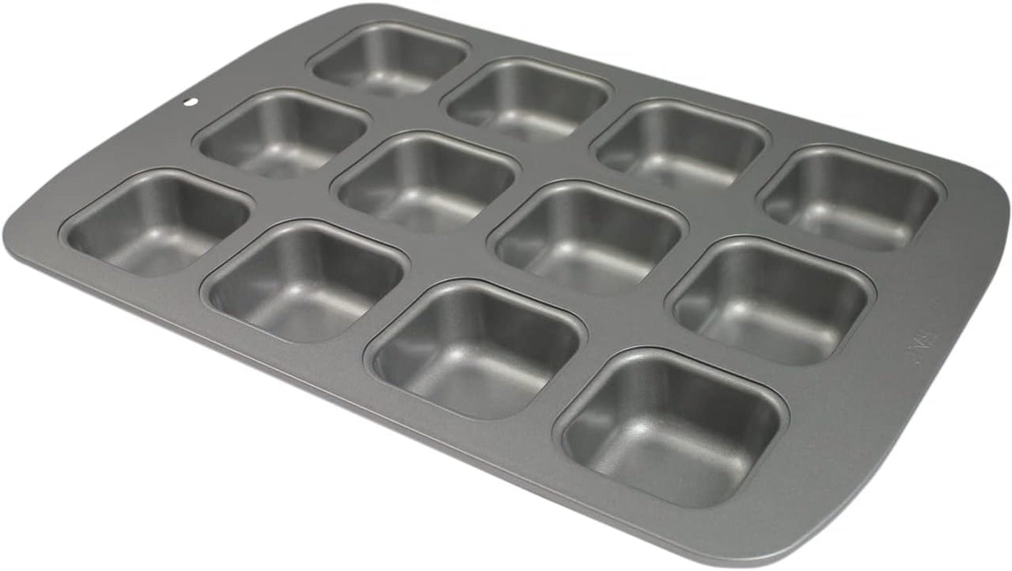 CSB106 Quadratische Antihaftbeschichtete Backform Mit 12 Minilöchern Aus Karbonstahl, Edelstahl, Silver, 37,3 X 26,1 X 3,1 Cm Formy a plechy na pečení Naty Shop