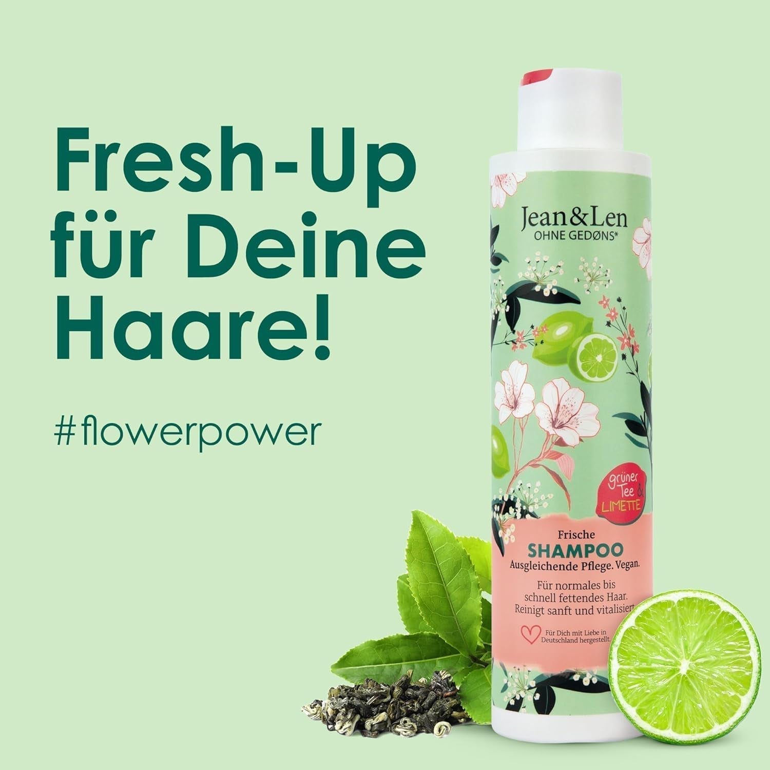 Jean & Len Green Tea & Lime hydratační šampon, pro normální až mastné vlasy, 300 ml Sprcha a koupel Jean & Len Green Tea & Lime