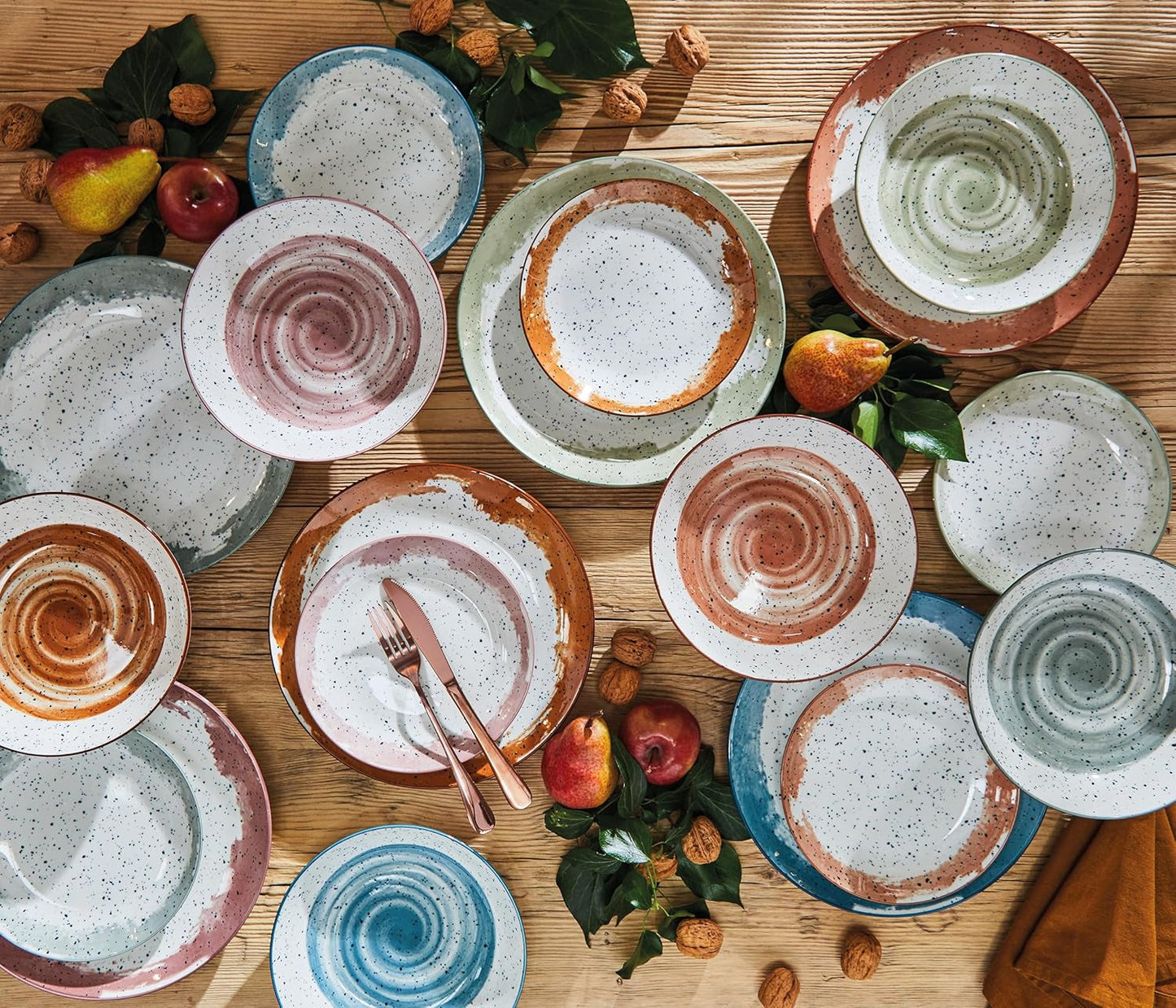 Stolní servis Sienna pro 6 osob, 18 kusů, porcelán, vícebarevný