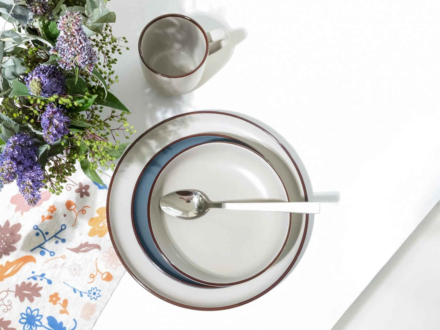 CreaTable, 21016, Modern Scandic Blue-Grey Series, 16dílná sada nádobí, Porcelánová kombinovaná služba, Vhodné do myčky a mikrovlnné trouby, Kvalitní výroba
