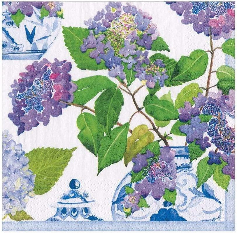 Papírové ubrousky, hortenzie a porcelán, 20 kusů v balení
