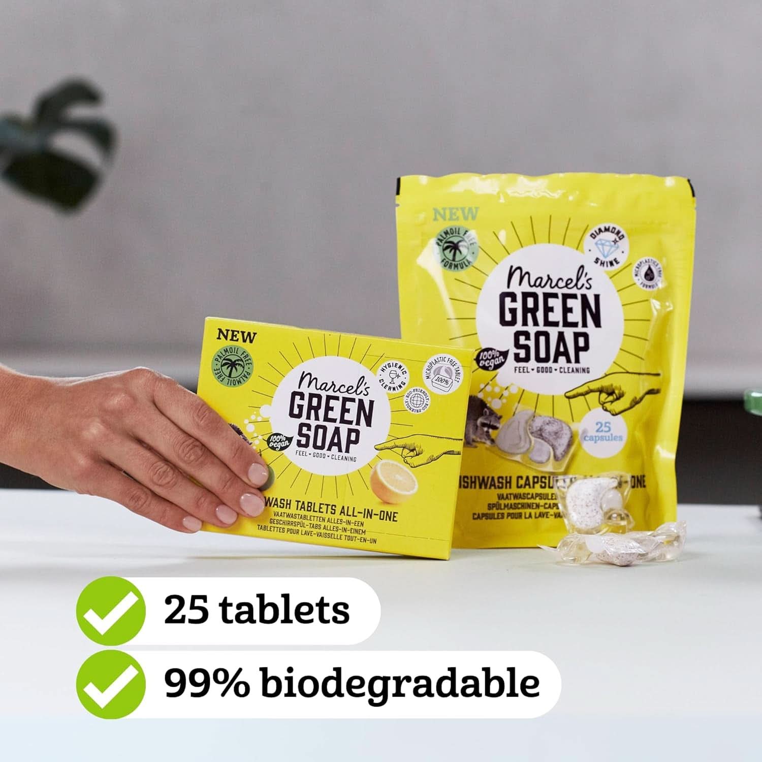 Marcel'S Green Soap Kartičky do myčky nádobí All-In-One - Grapefruit & Limetka - 25 kusů Kuchyňské čisticí prostředky Naty Shop