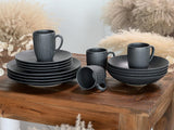 CreaTable, 20537, Vesuvio Black Series, 16dílná sada jídelního nádobí, Porcelánová kombinovaná služba, Vhodné do myčky a mikrovlnné trouby, Vyrobeno v Portugalsku