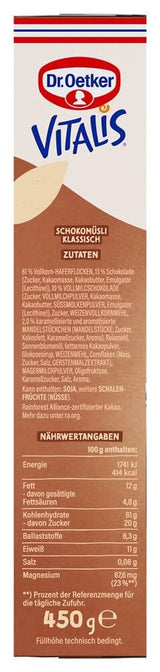 Oetker Vitalis Čokoládové müsli Classic: Snídaňové müsli s mléčnou a hořkou čokoládou, balení 7 ks (7 x 600 g)