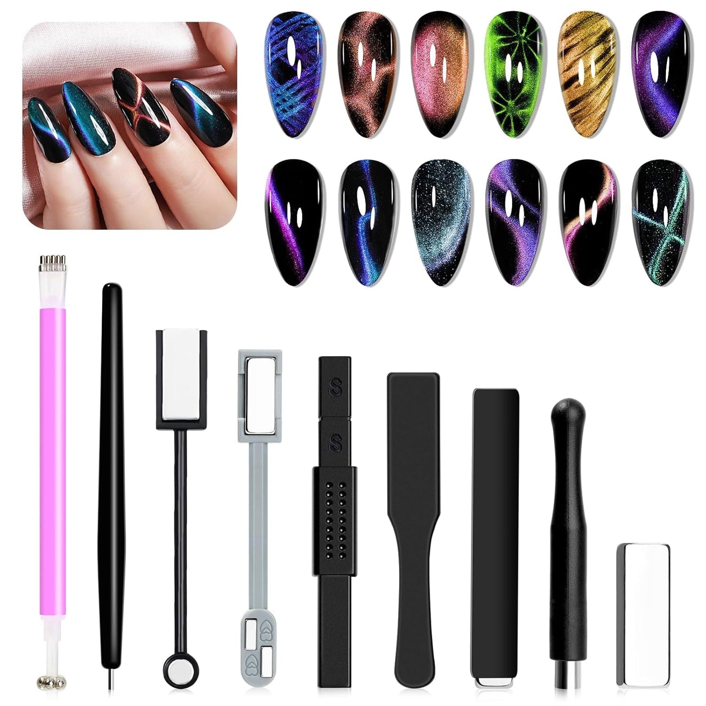 Magnet na nehty SUPWEE 5 v 1, růžový magnet pro kočičí oči pro Nägel Multifunktions Magnetstift DIY Magic 3D Magnet Stick Pen Set Nail Art Magnet Stick Für Nail Art Diy-Zubehör