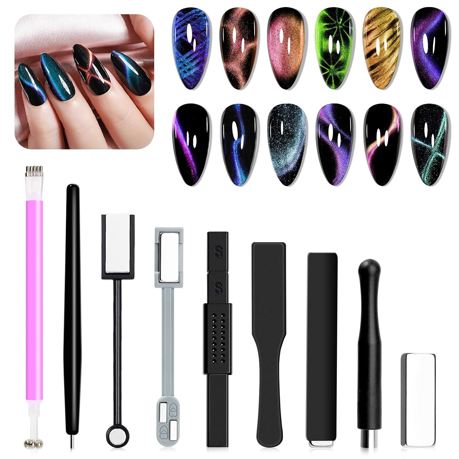 Magnet na nehty SUPWEE 5 v 1, růžový magnet pro kočičí oči pro Nägel Multifunktions Magnetstift DIY Magic 3D Magnet Stick Pen Set Nail Art Magnet Stick Für Nail Art Diy-Zubehör