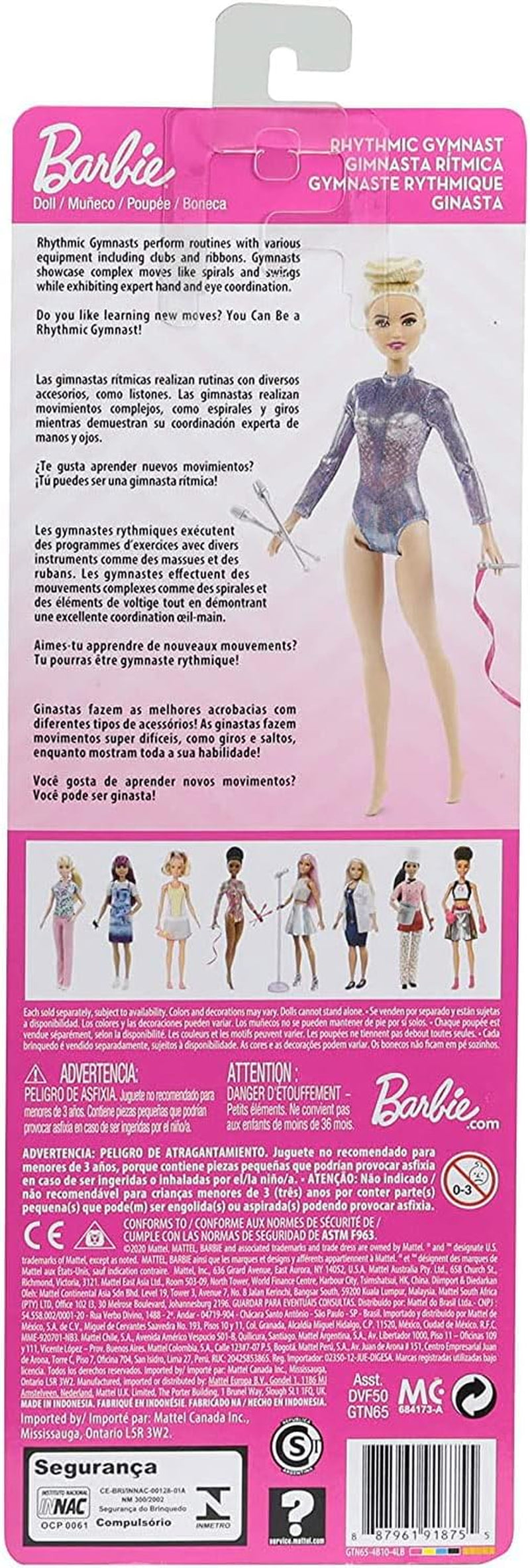 Barbie Série Můžete být čímkoli Blond vlasy Rytmická gymnastika Příslušenství Včetně panenky Dětská dárková hračka Věk 3+ GTN65