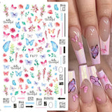 JMEOWIO Nagelsticker Schmetterling 8 Blätter Nagelaufkleber Selbtklebend Blau Schwarz Gold Schmetterling Nail Art Dekoration Nagel Design Zubehör