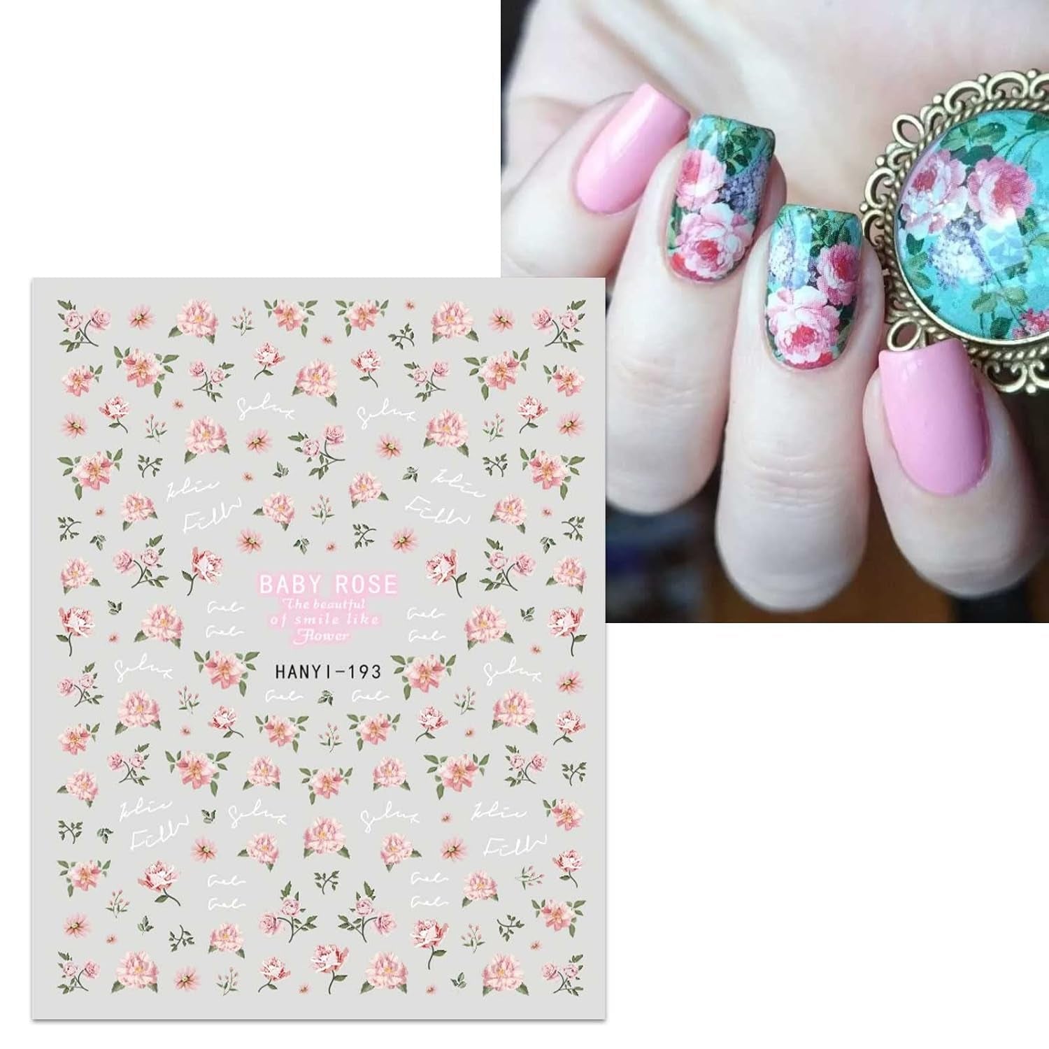 JMEOWIO Nálepka na nehty Blumen Frühling 9 Blatt Nálepka na nehty Selbtklebend Nagelaufkleber Buntes Letní Blumen Dekorace Nageldesign Zubehör