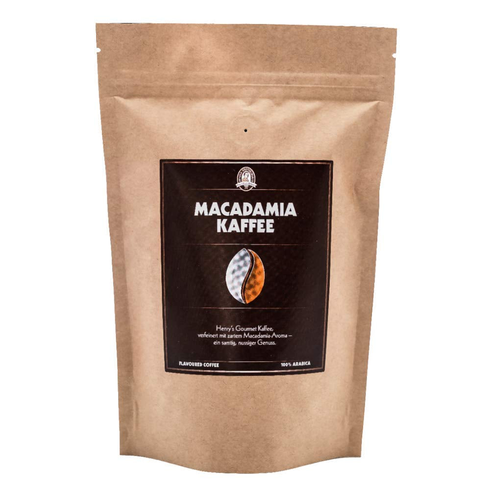 Henry's Macadamia Coffee 1000g - naše rafinovaná gurmánská káva s nejlepšími příchutěmi - řemeslně pražená - prémiová kávová zrna