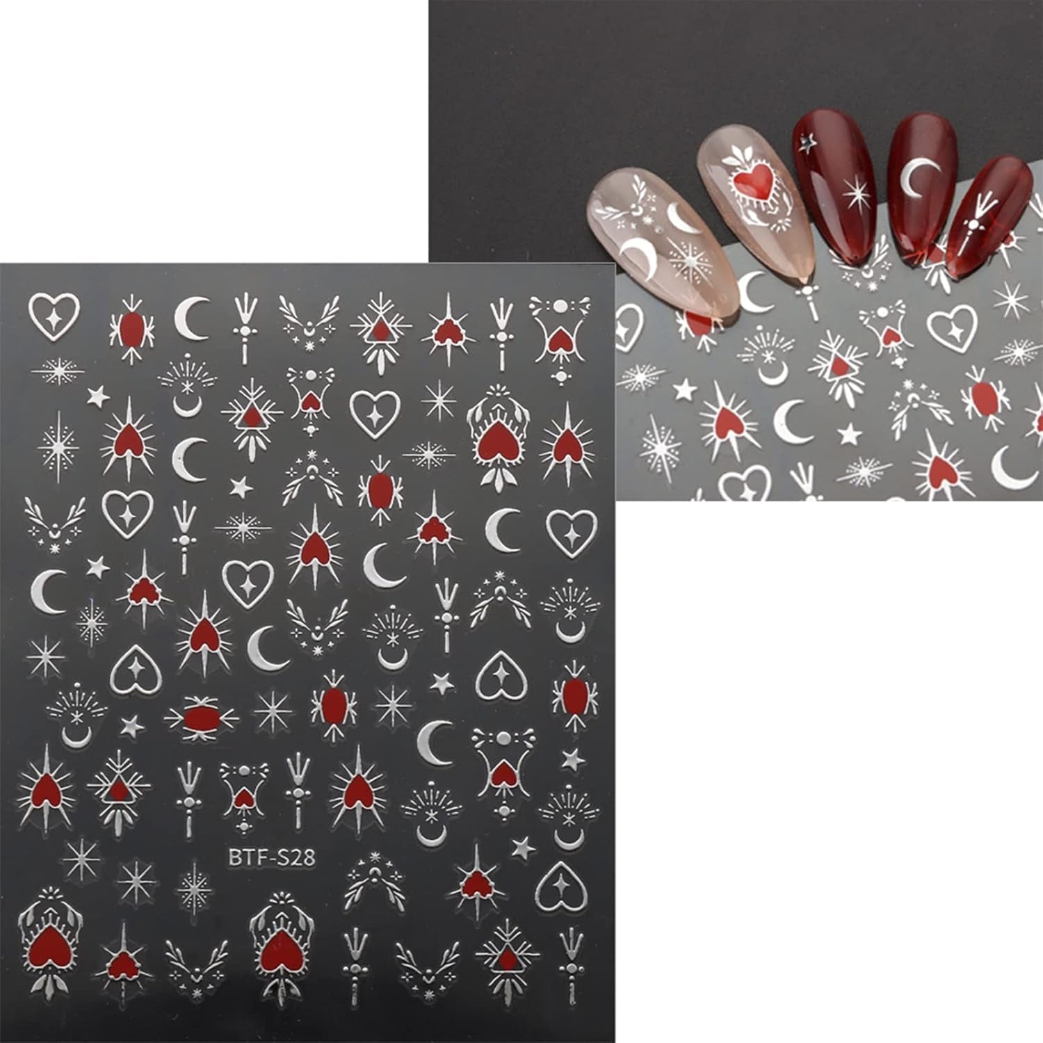 JMEOWIO Nálepka na nehty Mond Stern 9 Blatt Nálepka na nehty Selbstklebend Nagelaufkleber Sonne Dekoration Nageldesign Zubehör