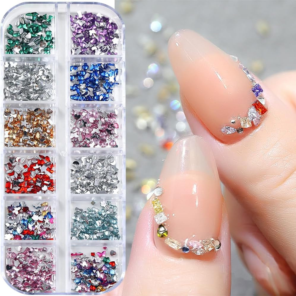 2000 ks Bunte Strasssteine ​​​​Nägel Glitzersteine ​​Přívěsky na nehty Nailart Edelsteine ​​Nagel Steine ​​​​Glitzer Steine ​​​​Nagel Přívěsky Nägel Zubehör Kristalle Diamant Nageldesign Štrasové kamínky na nehty Kamínky na nehty