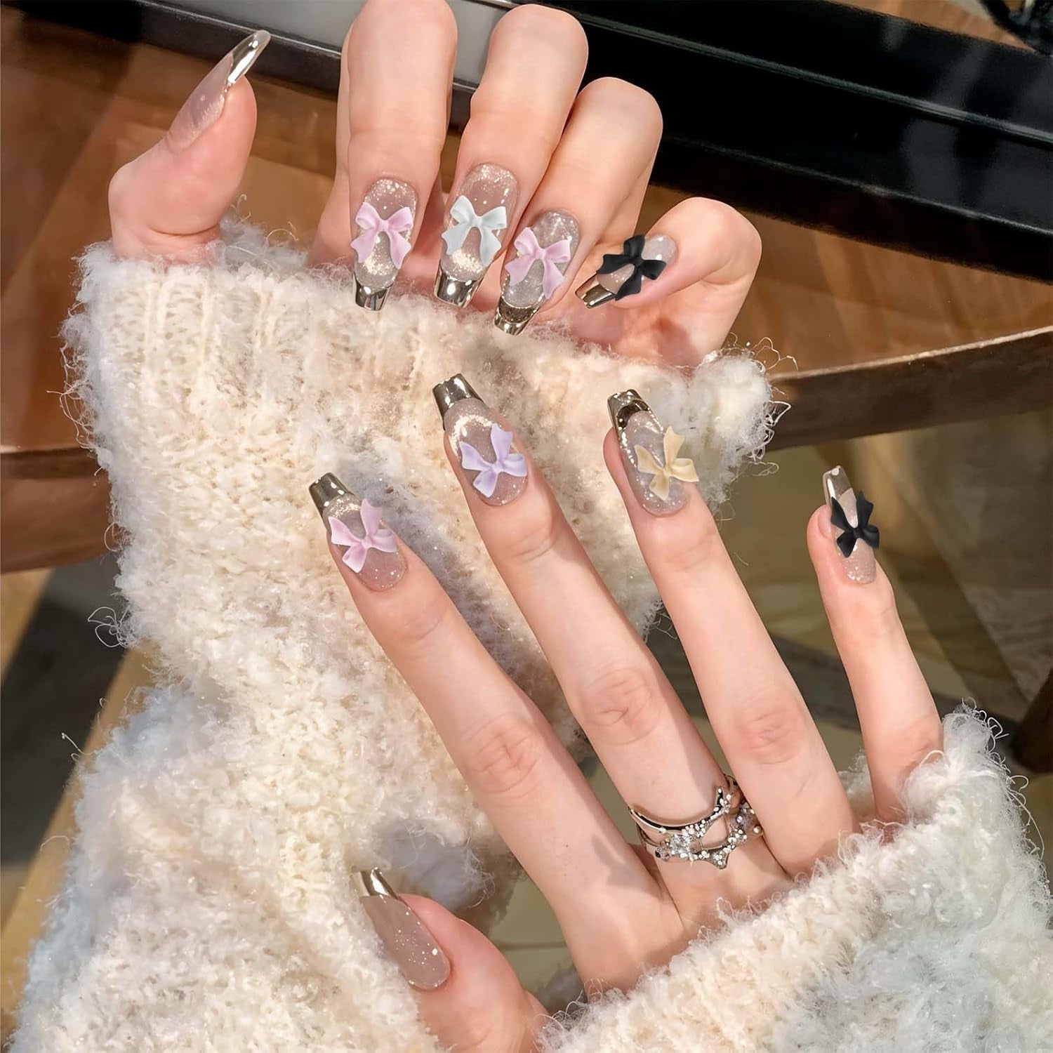 100 Stück Sady 3D ozdob na nehty Schleifen Nagelanhänger Nagelkunst Dekorationen Schleife Für Acrylnägel, Süße Kawaii-Schleifenanhänger, Hübsche Nagel-Schleifenanhänger-Dekoration