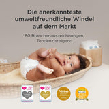 Ekologické plenky Kit & Kin Premium, velikost 4 (9–16 kg), 132 plen, rostlinné a hypoalergenní, spolehlivá ochrana proti úniku, veganské a bez krutosti