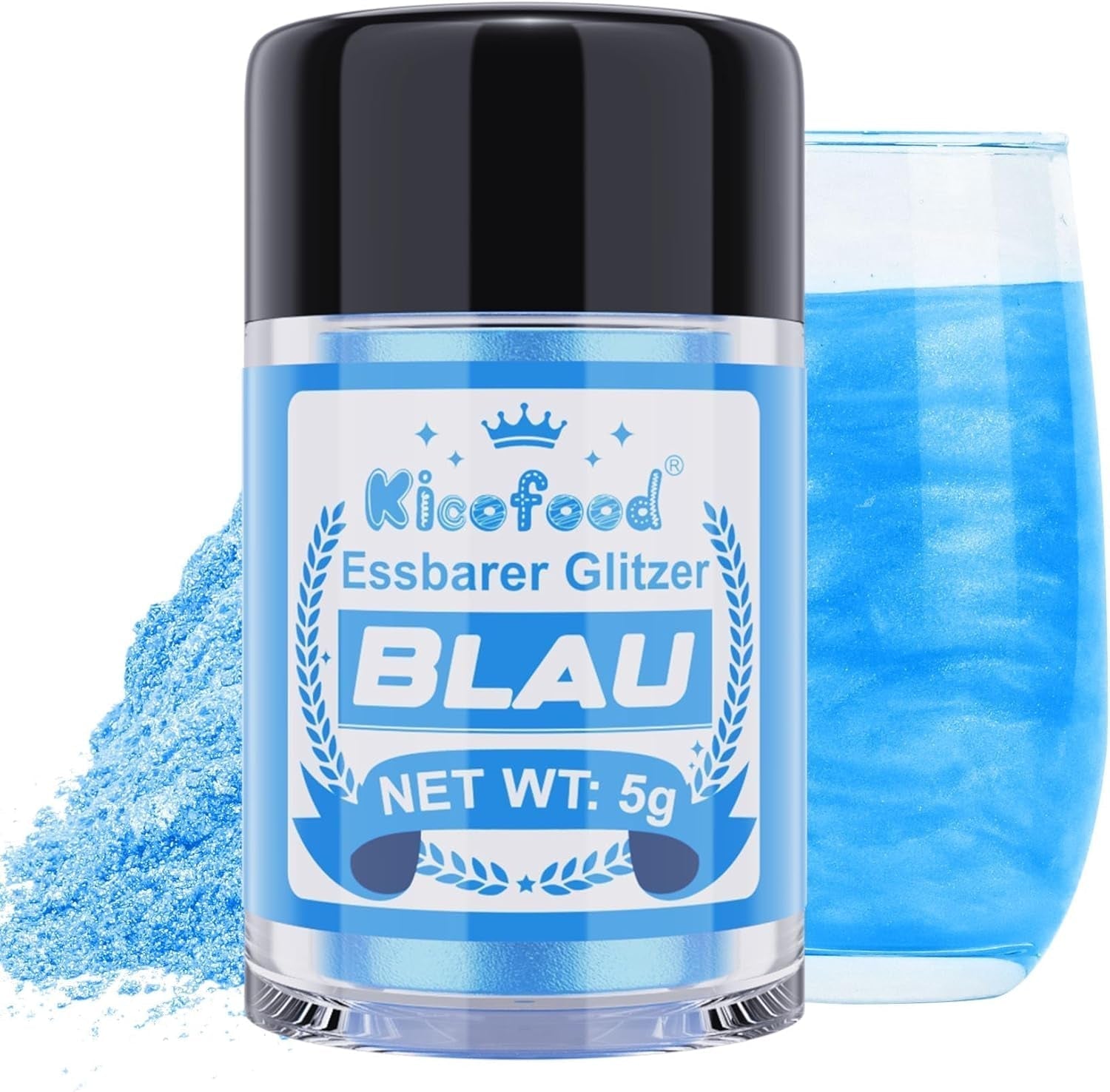 Kicofood, jedlé třpytky, 5 gramů, různé barvy Glitter Naty Shop Blue