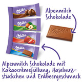 Milka Naps Mix 1 x 1 702 kg, Mini-Schokoladentäfelchen Aus Alpenmilch, Erdbeer, Haselnuss Und Crème Au Cacao Naty Shop