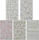 5ks Geprägte Gänseblümchen Nagelsticker Selbstklebend Blumen Nagelaufkleber Gänseblümchen Schmetterling Nagel Sticker Nageldesign Aufkleber Nägel Zubehör Blume Nail Sticker Flower Nail Art Stickers