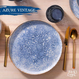 Sada nádobí Azure Vintage pro 6–24 kusů – bílé a modré pruhy, reliéfní povrch – vhodné do myčky, trouby a mikrovlnné trouby