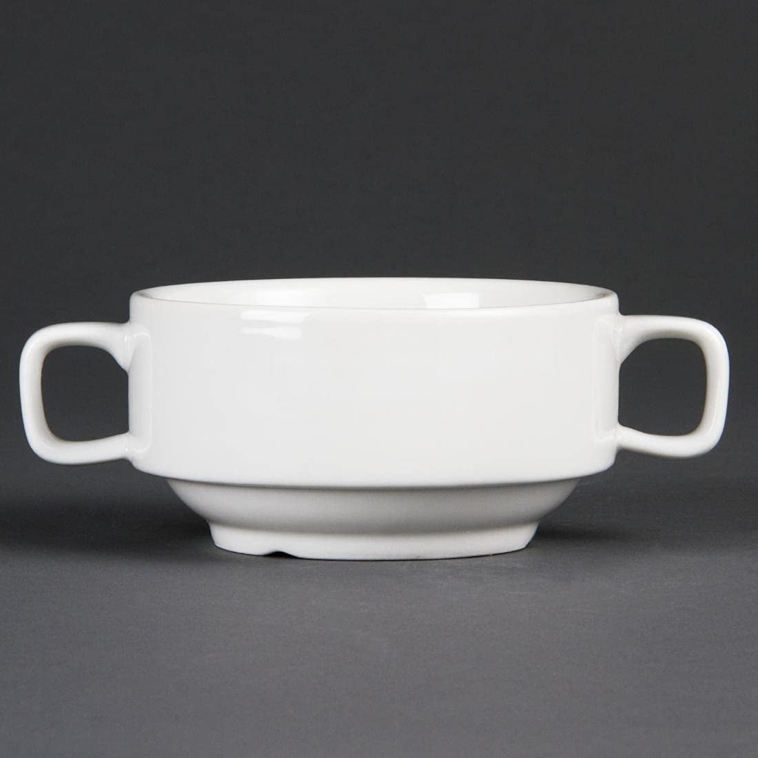 Olympia Whiteware polévkové misky s uchy 400ml (6 kusů) - vhodné do trouby, mikrovlnky, mrazáku a myčky C239