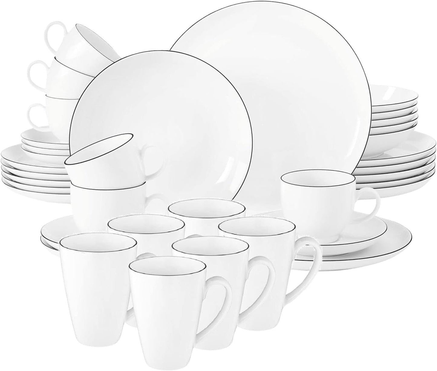Seltmann Weiden - Lido Black Line - 36dílná sada nádobí - porcelán (včetně 6 hrnků na kávu)