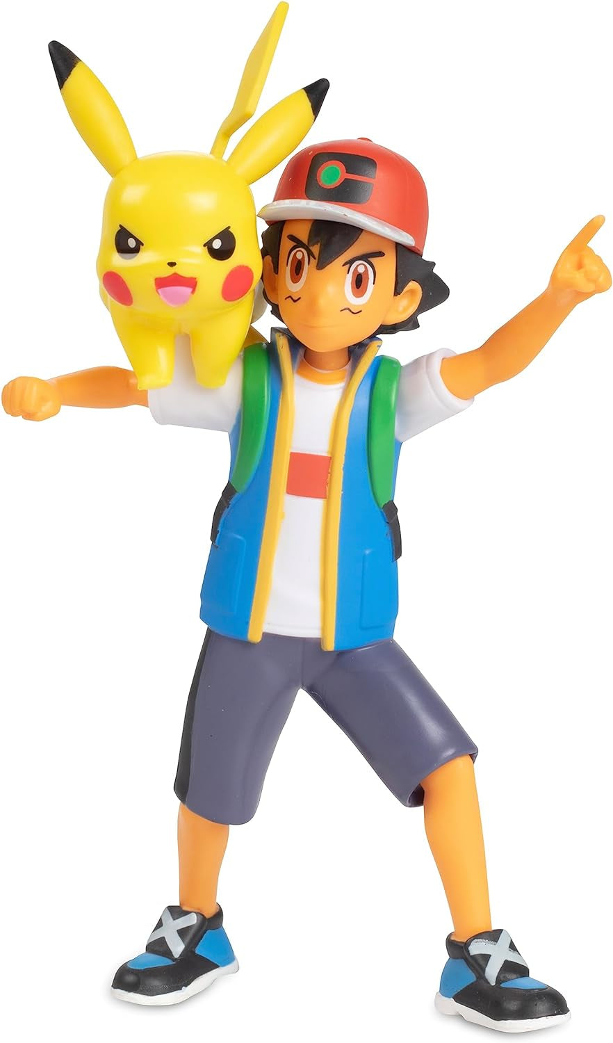 Pokémon Battle připraven! Sada 6dílných figurek - 11,4 cm Ash & Launching Pikachu, 5,1 cm Charmander, Rowlet, Piplup, Zorua - Oficiální licence - Velikonoční dárek pro děti, chlapce, dívky Akční figurky Naty Shop