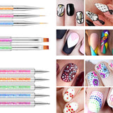 Sada 6 Stück Nagel Pinsel Pinsel, Doppel-Ende Nagel Design Pinsel, Acryl Nail Art Pinsel Pinsel Pinsel na tečkování teček pro DIY Nail Art Design (Mit 1 Schwammbürste)