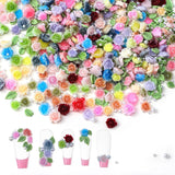 300 Stück Niedlich Blume Přívěsky na nehty, 3D pryskyřice Květinová Camelie Rose Nägel Charms Mit Perle, Gemischt Größe Bunte Flower Nägel Deko Für Frauen Nail Art Zubehör