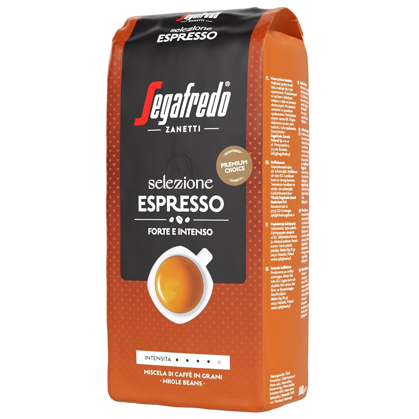 Segafredo Zanetti Selezione Espresso - Celá zrna (balení 1 kg) - Vhodné pro všechny italské kávové speciality - Středně až tmavě pražená, silná a intenzivní chuť