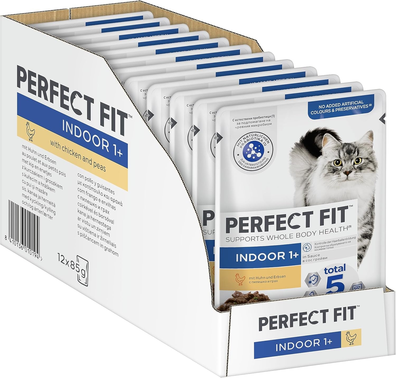 PERFECT FIT™ Sáčky pro kočky, vnitřní, s kuřecím masem, 12 x 85 g