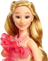 Módní panenka Mattel Wicked Glinda a doplňky s blond vlasy, různými možnými pozicemi a odepínatelnými plesovými šaty, HXT63