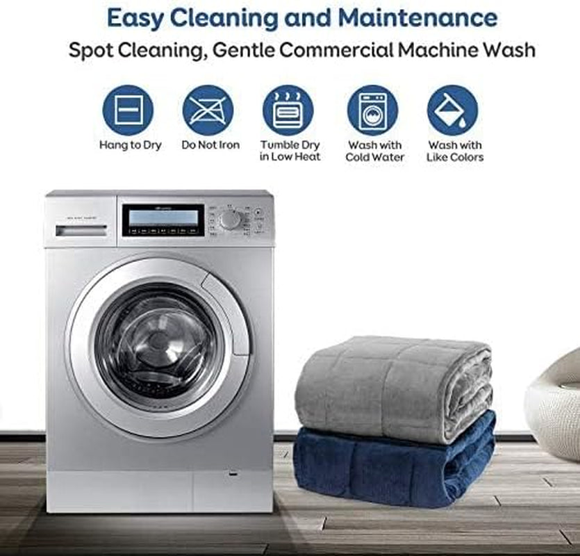 Bavlněná modrá vážená deka 6,8 kg Queen Size Flanelová huňatá Sherpa vážená deka pro dospělé Pohodlné vážené deky pro uklidnění a relaxaci Těžké přikrývky 152,4 X 203,2 Naty Shop Deky a deky