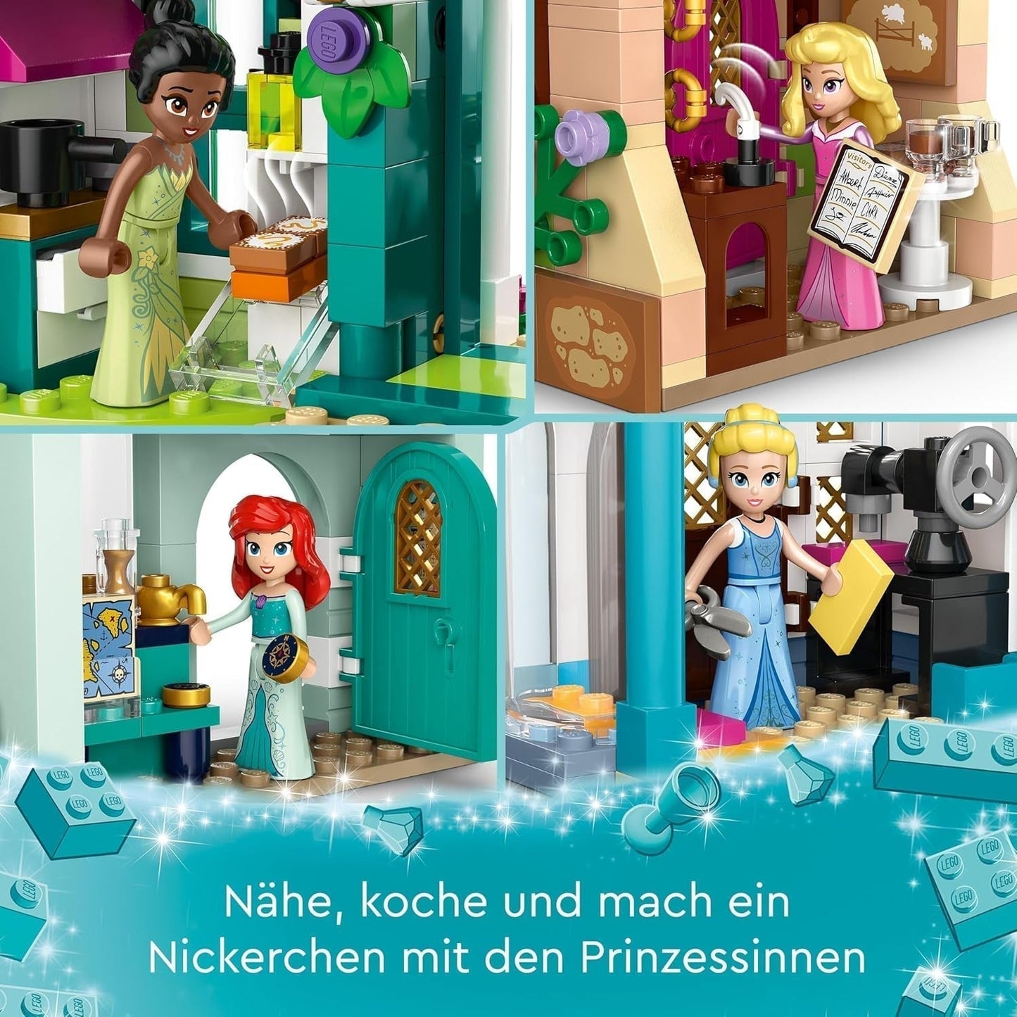 LEGO Disney Princess: Disney Princess Adventure Market, domeček se 4 panenkami včetně Popelky a Ariel, Herní sada s mapou pokladu, dárek pro dívky a chlapce od 6 let 43246 Stavebnice Besuche den LEGO-Store