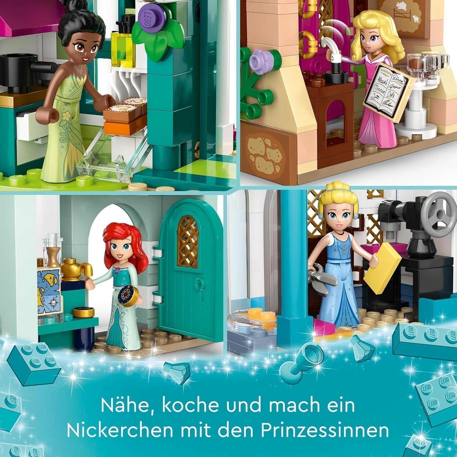 LEGO Disney Princess: Disney Princess Adventure Market, domeček se 4 panenkami včetně Popelky a Ariel, Herní sada s mapou pokladu, dárek pro dívky a chlapce od 6 let 43246 Stavebnice Besuche den LEGO-Store