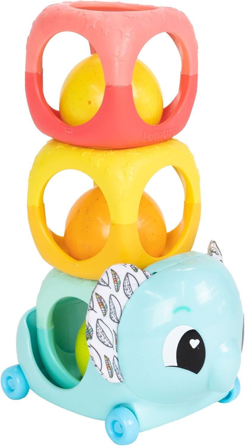 LAMAZE Octivity Time Baby Sensory Toy Soft Baby Play and Discovery Chobotnice Batole Vhodné pro 6měsíční chlapce a dívky Jednoroční hračky pro miminka Naty Shop Sada stohovatelných chrastítek