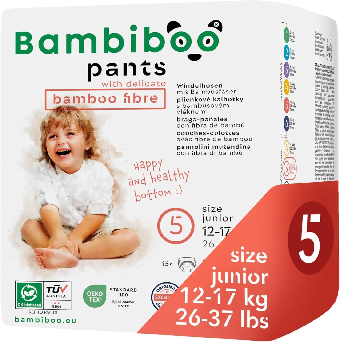 Bambiboo jednorázové plenky, šetrné k pokožce, jemné bambusové vlákno - dětské plenkové kalhotky - jednorázové plenkové návleky - ochrana citlivé pokožky - vysoce savé - velikost 4 (Maxi), 16 kusů
