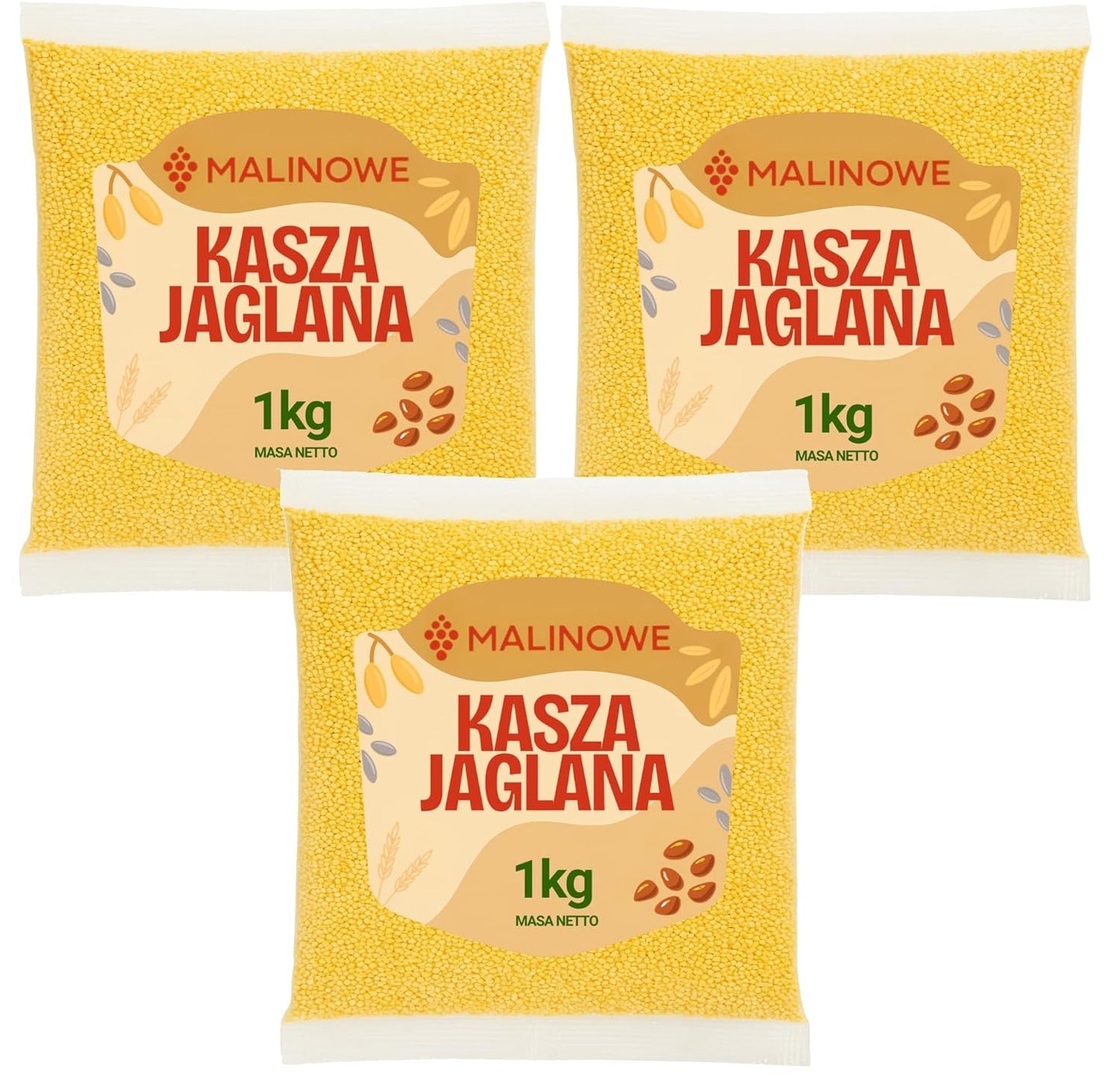 Jáhlové krupice, dokonale přírodní, prémiová kvalita, 3 x 1 kg