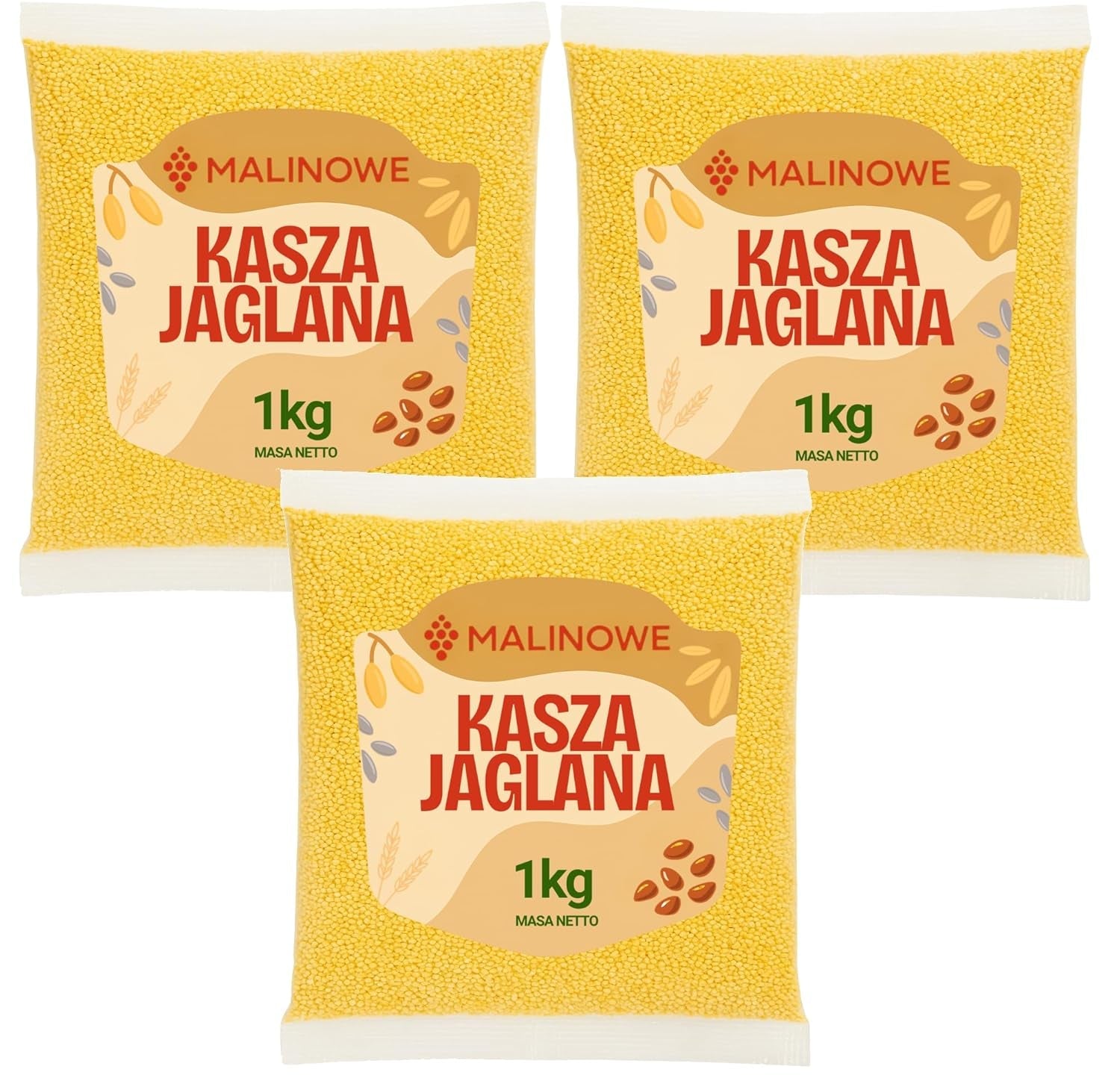 Jáhlové krupice, dokonale přírodní, prémiová kvalita, 3 x 1 kg