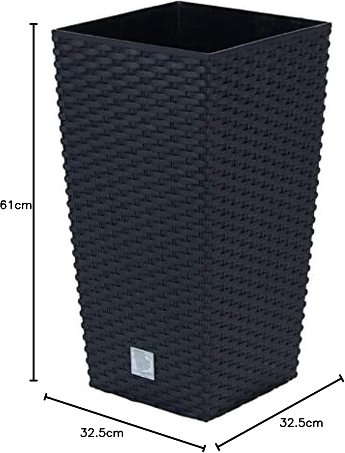 Prosperplast květináče/hrnce s vložkou ratanového vzhledu | 32,5 x 32,5 x 61 cm | antracit | odolný vůči povětrnostním vlivům a UV záření | vyrobeno z pevného plastu | pro interiér i exteriér