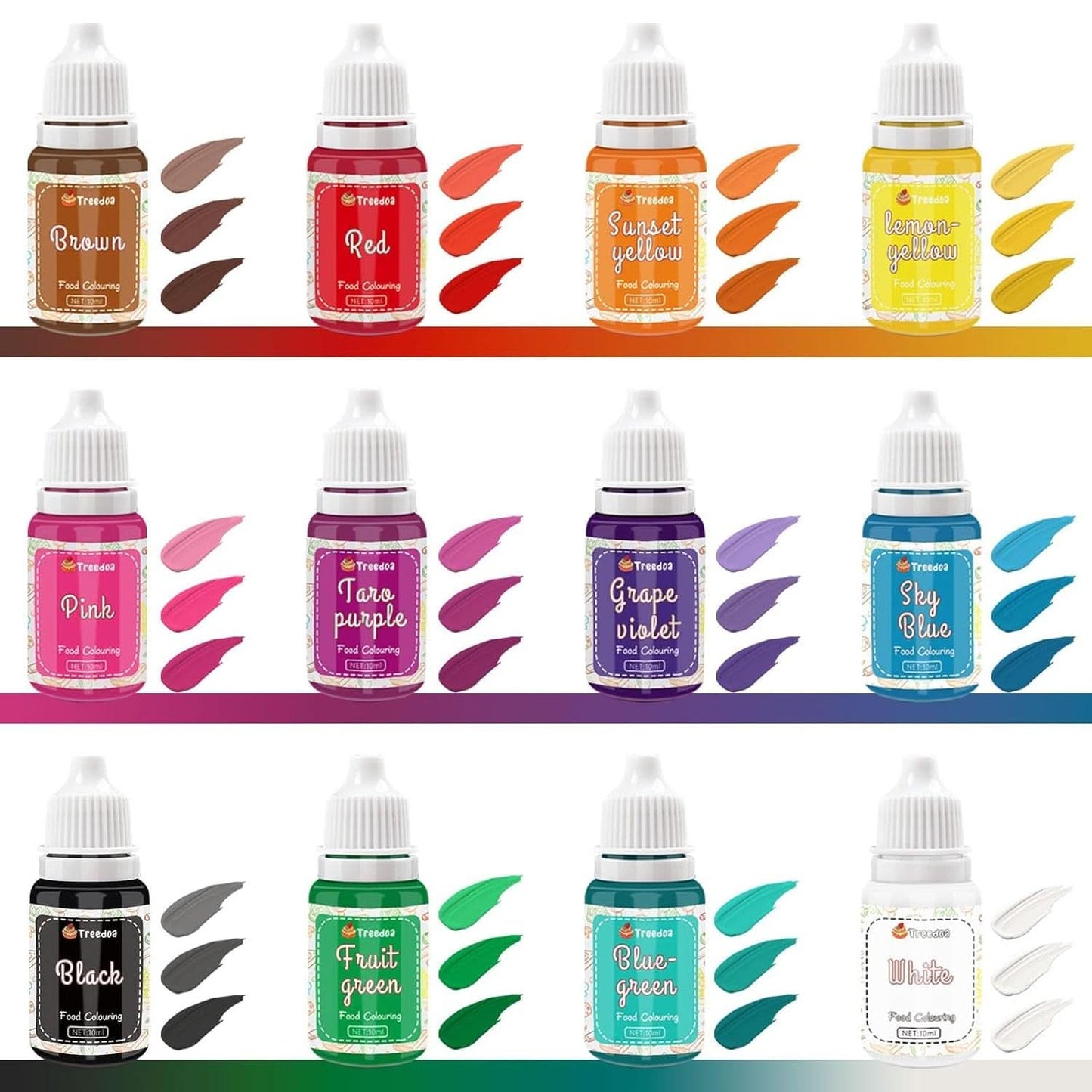 Sada 12 ks tekutých potravinářských barviv, 10 ml Naty Shop