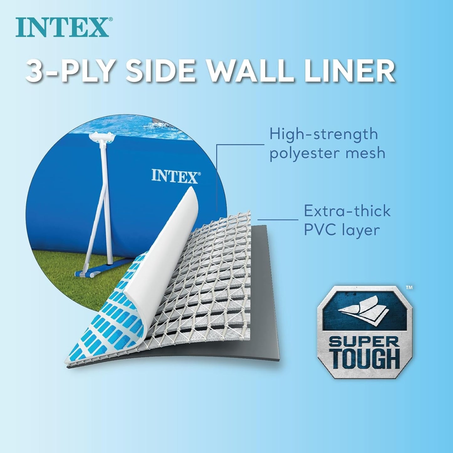 Intex 28271NP - Obdélníkový nadzemní bazén s rámem, 2282 L, ocel a PVC, modrý, 260x160x65 cm