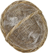 Ratanový květinový koš Dehner s rukojetí, cca. 46 x 39 x 18 cm, látka ratanová, šedo/hnědá
