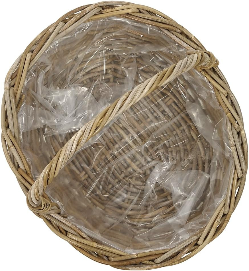 Ratanový květinový koš Dehner s rukojetí, cca. 46 x 39 x 18 cm, látka ratanová, šedo/hnědá