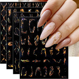 JMEOWIO Nálepka na nehty Marmor Linie 9 Blatt Nálepka na nehty Selbstklebend Nagelaufkleber Stříbrná bunt Dekoration Nageldesign Zubehör