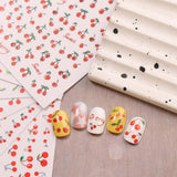 JMEOWIO Nálepka na nehty Kirschfrucht 6 Blatt Nálepka na nehty Selbtklebend Nagelaufkleber Dekoration Nageldesign Zubehör