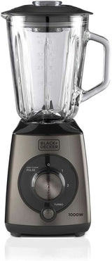 BLACK+DECKER Stolní mixér | 500W | 2 rychlosti | Pulzní funkce | Glaskrug | 1,5L | Edelstahlmesser Mit 4 Klingen | Herausnehmbar Und Leicht Zu Reinigen | Weiß Und Grau Kitchen Naty Shop 1000W Edelstahl
