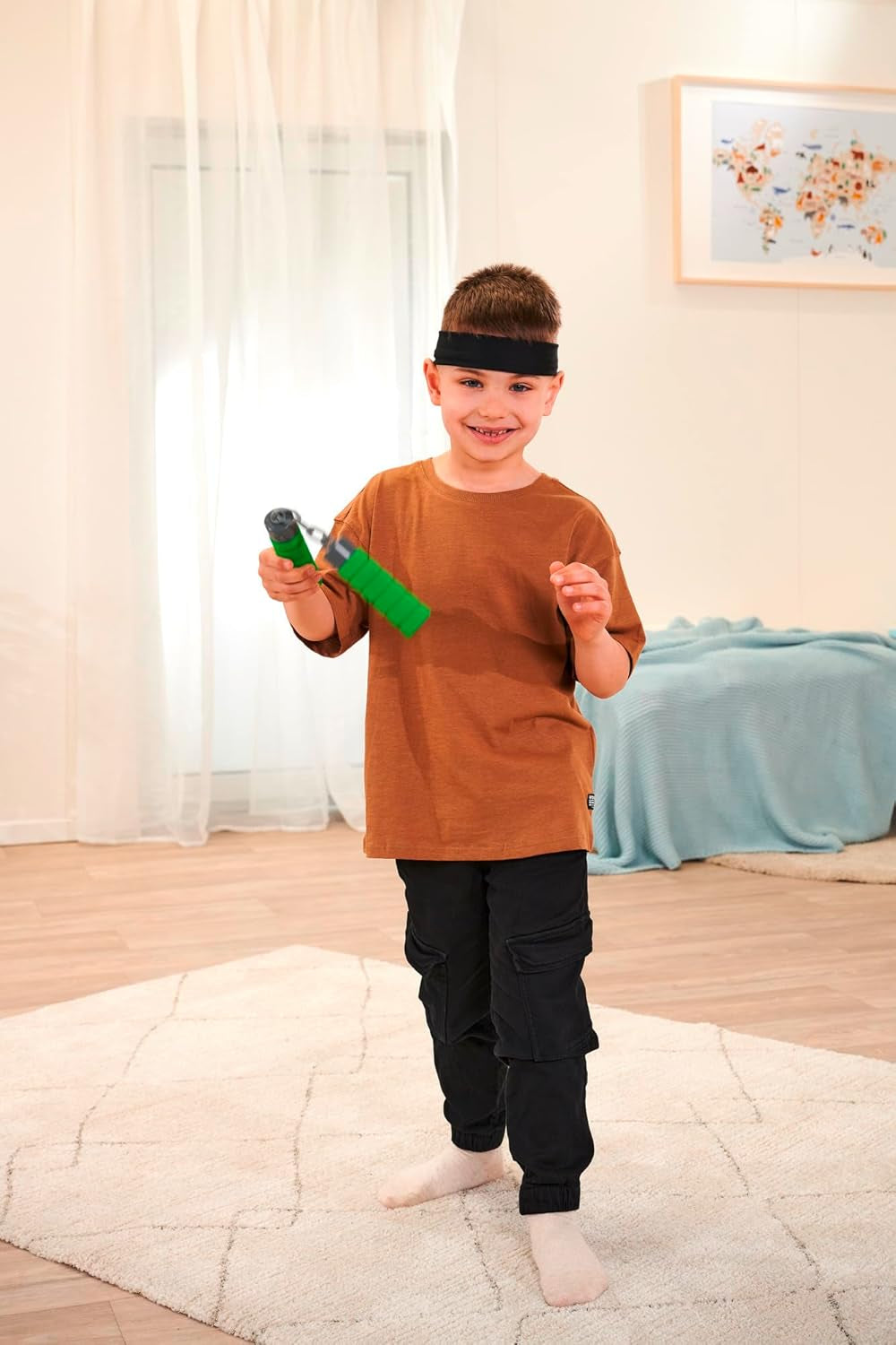Další Ninja Nunchaku, zvuk, rukojeť obalená měkkým materiálem, 13 cm, role play, od 3 let, zelená Akční figurky Naty Shop