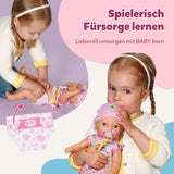 BABY Born Lena (Girl) - panenka 36 cm - 7 funkcí, včetně příslušenství a matrace - Funguje zcela bez baterií - Vhodné pro malé děti od 1 roku